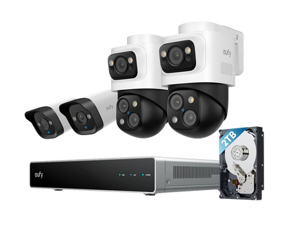 Eufy Beveiligingscamera set; PoE recorder, 2x Bulletcam en 2x PTZ camera