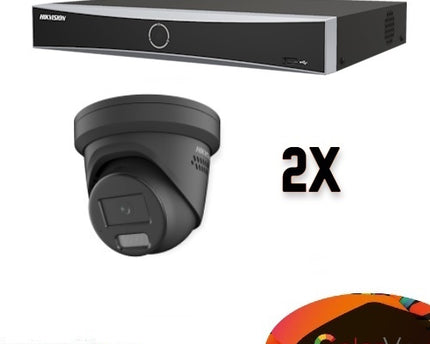 Hikvision Colorvu Set 2x Turret 4MP Recorder + Bekabeling