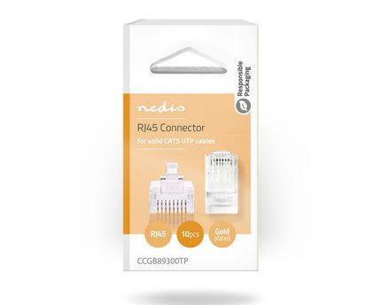 Nedis RJ45 Connector CAT5e , Verguld 10 Stuks, Solid Ader