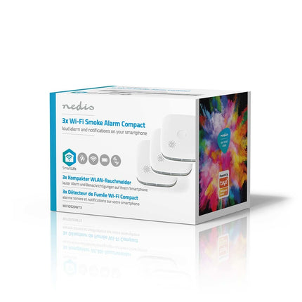 Nedis SmartLife Rookmelder set van 3 stuks incl. vervangbare batterijen